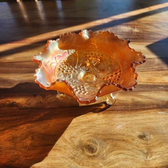 Fenton Grape and Cable Footed 8 inch Bowl. - Picture 1 of 4